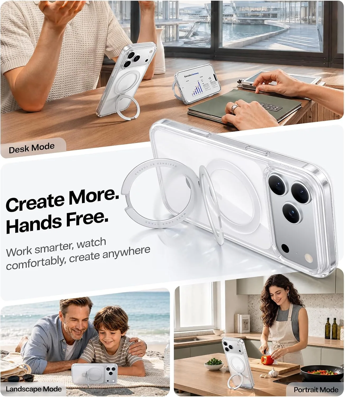 TORRAS Magnetic Stand for iPhone 18 Pro Max Case, Hands-Free Viewing, Clear