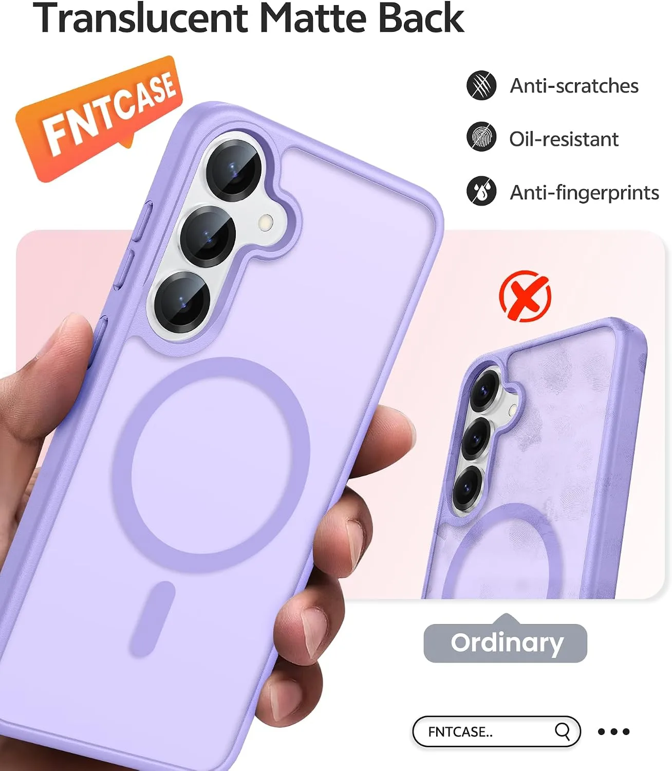 FNTCASE for Samsung Galaxy S25/S24 Plus Case, Fit for Magsafe, Light Purple