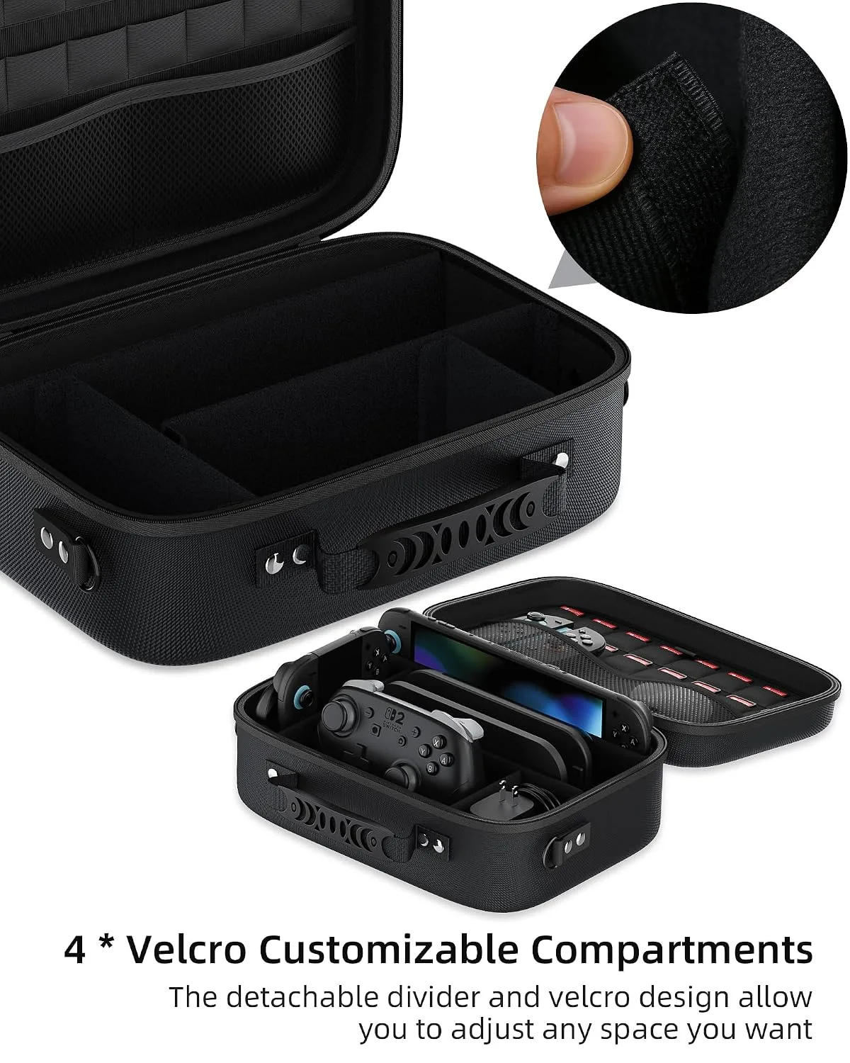 Switch 2 Case for Nintendo Switch 2, Portable Travel Storage Hard Shell Full Protection Custom Velcro Partition Soft Lining All In One Carrying Case for Switch 2 Console Pro Controller Accessories