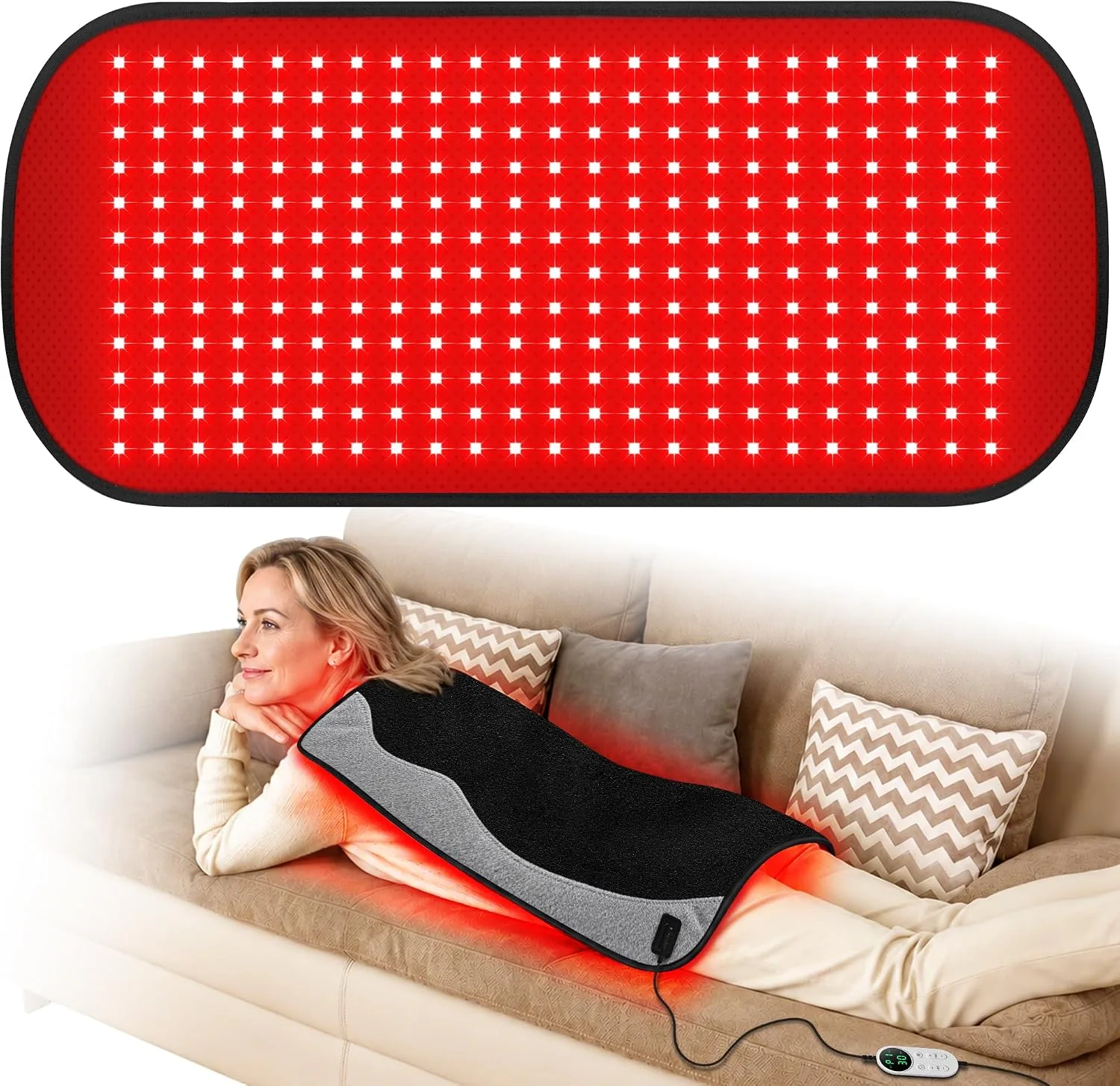 Red Light Therapy for Body,30.7"x 14.3" 2026 Upgraded-4 Modes 5 Stage Power Medical-Grade TPU Mat for Body Pain Relief,Dual Wavelength Infrared Red Light Blanket LEDs