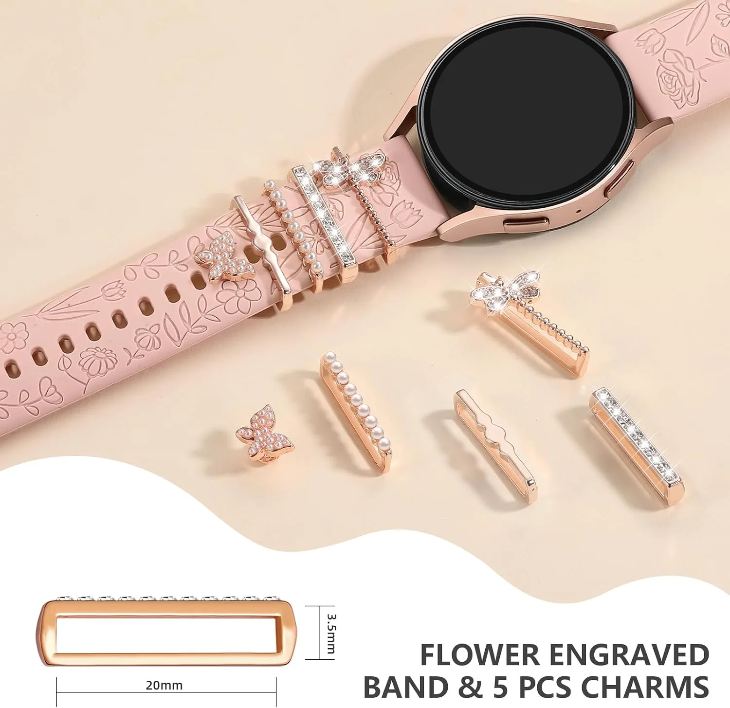 DaQin Flower Engraved Band Compatible with Samsung Galaxy Watch 7 Bands