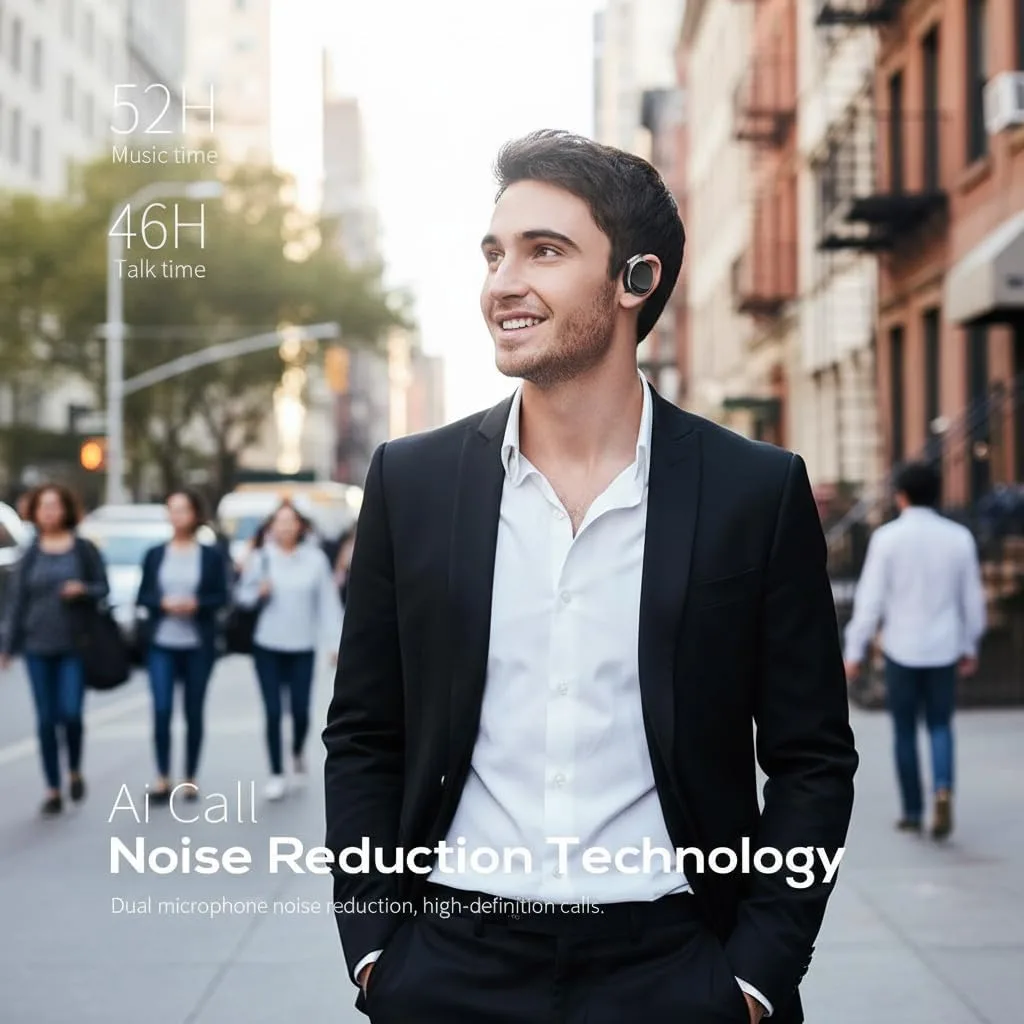 Wireless Open Ear Headphones with Ear Hook, Bluetooth 5.4, Clip-On Design
