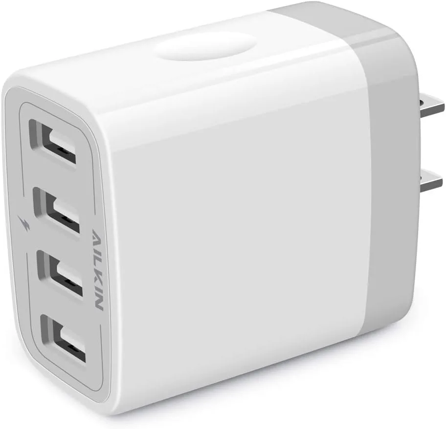 USB Charger Cube, Wall Charger Plug, AILKIN 4.8A 4-Muti Port USB Adapter