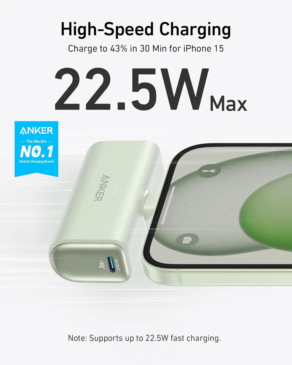 Anker Nano Power Bank,5,000mAh Portable Charger, Built-in USB-C Connector