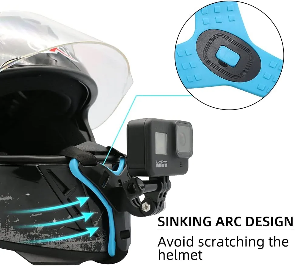 Motorcycle Helmet Chin Strap Mount for GoPro Hero 13/12/11/10/9/8/7/(2018)/6/5 Black,DJI Osmo Action 6/5 pro/4/3/2,Insta360 ONE R,AKASO/Campark/YI and More