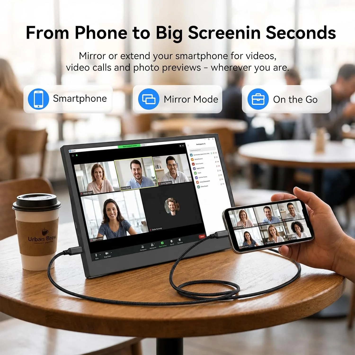 17.3 Inch Portable Monitor, USB-C HDMI Large Screen Cumputer Extender
