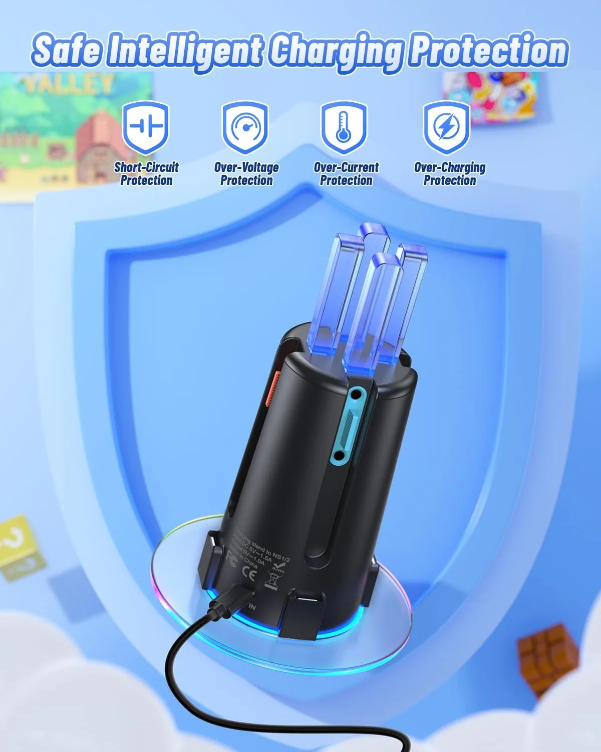 FASTSNAIL Switch Controller Charger for Nintendo Switch 2/1/OLED for Joycon