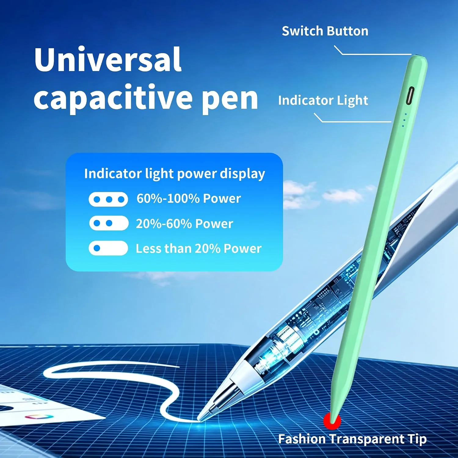 Stylus Pen Compatible with Nintendo Switch 1/2/OLED,for Amazom Max 11,HD 10 Table,Upgraded new Model, Precise Writing Pencil,Fast Charging,Auto Sleep,Button on/Off (Green)