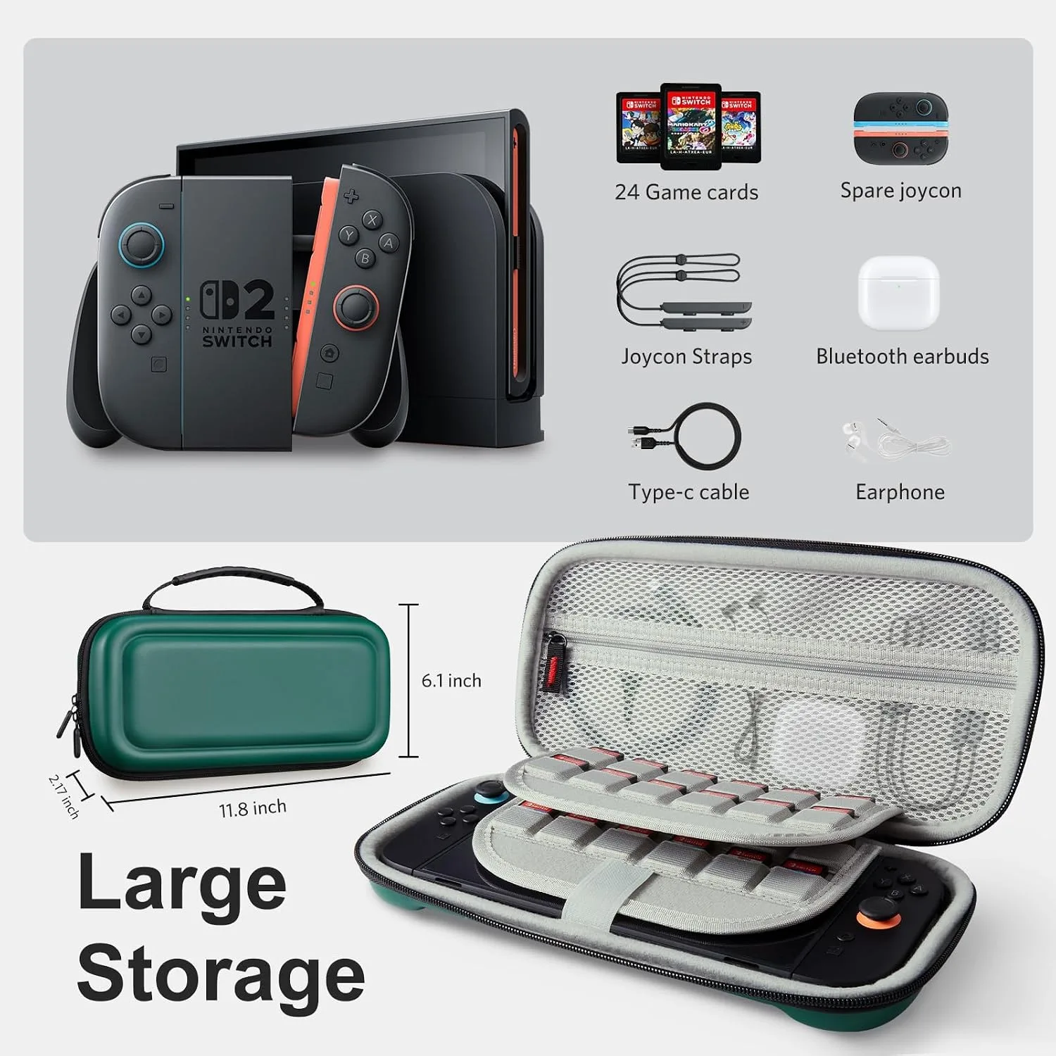 CoBak Large Capacity Carrying Case for Nintendo Switch 2 (2025)