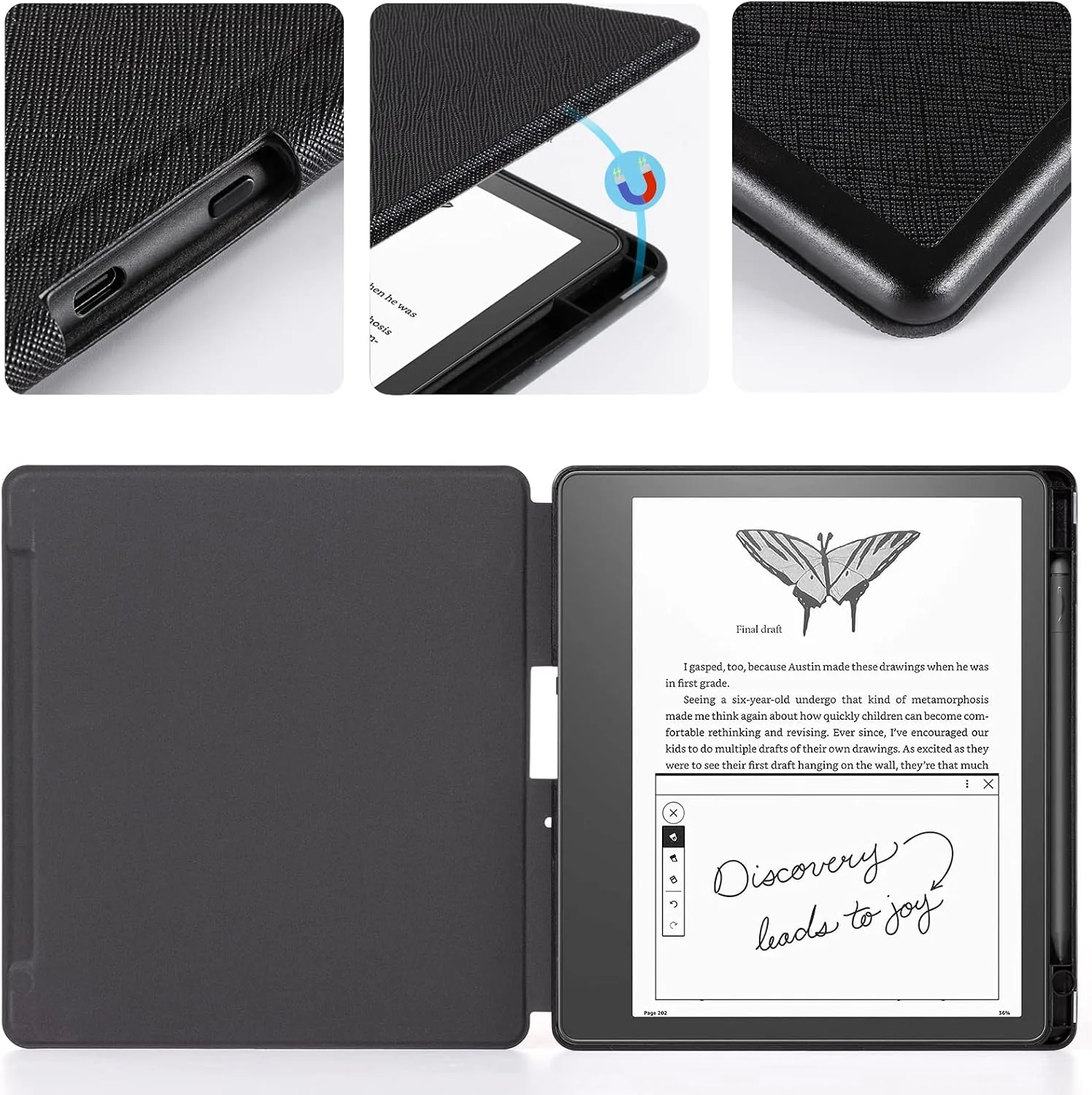 CoBak Case for Kindle Scribe - All New PU Leather Cover with Auto Sleep Wake Feature for Kindle Scribe 10.2" 2022 & 2024 Released with Pen Holder