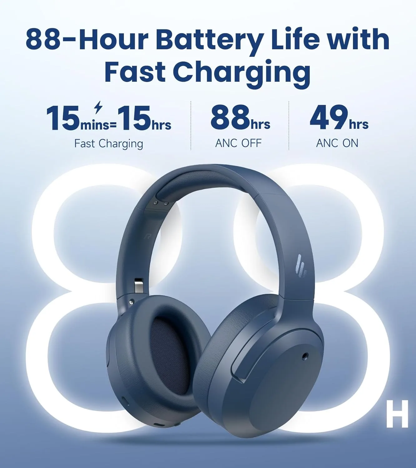 Edifier W820NB Plus Gen 2 Over-Ear Noise Cancelling Headphone, Navy