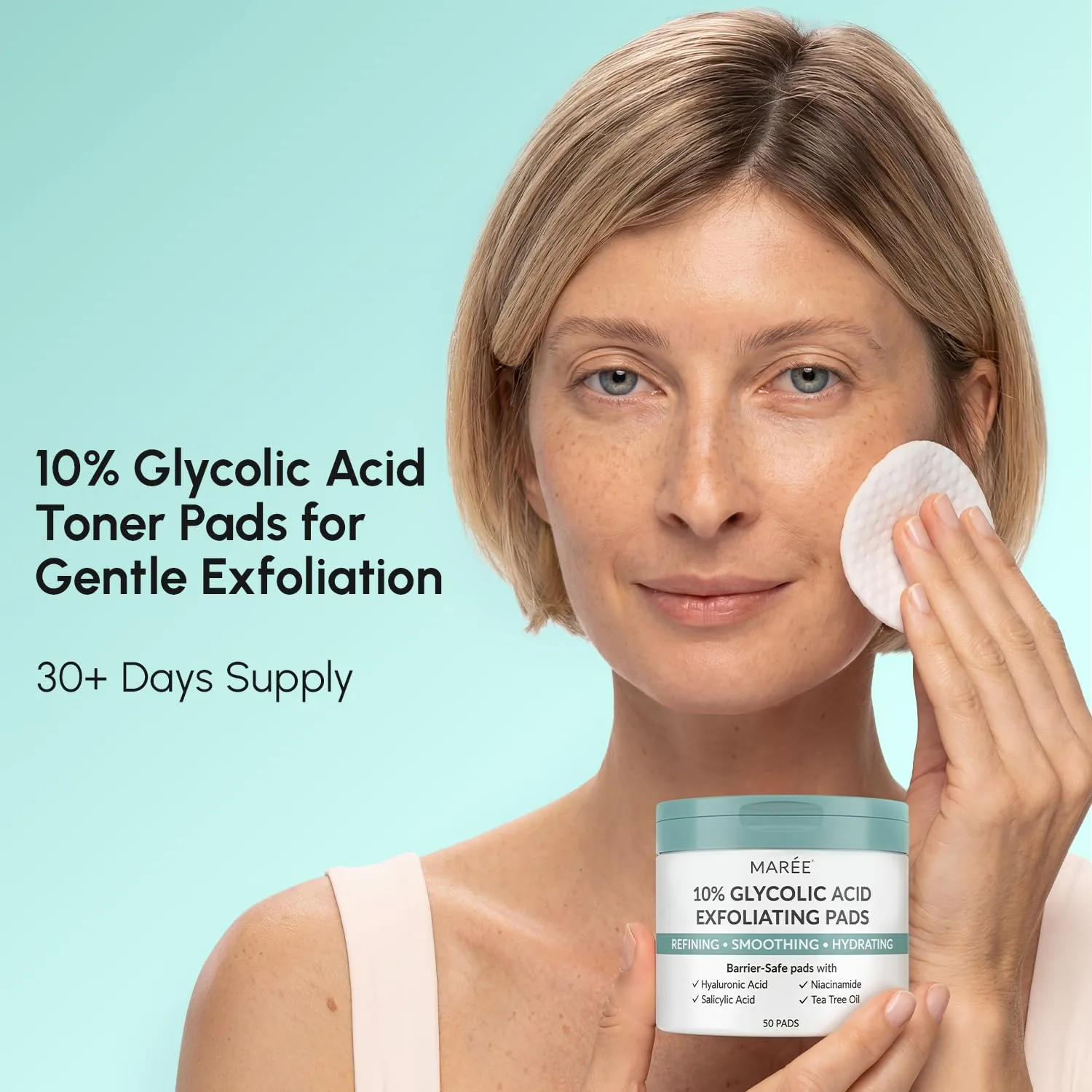 MAREE Glycolic Acid Pads - Exfoliating Face Pads - Zero Pore Toner for Face