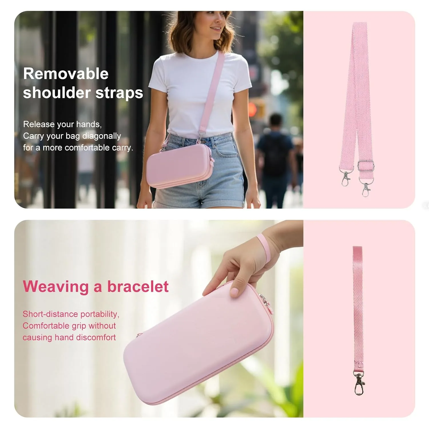 Pink Travel Carrying Case Accessories Kit Compatible with Nintendo Switch 2 (2025).Pink Switch 2 Hard Protective Cover,Adjustable Stand,Screen Protector & Cute Thumb Grips 10 in 1 Gift.