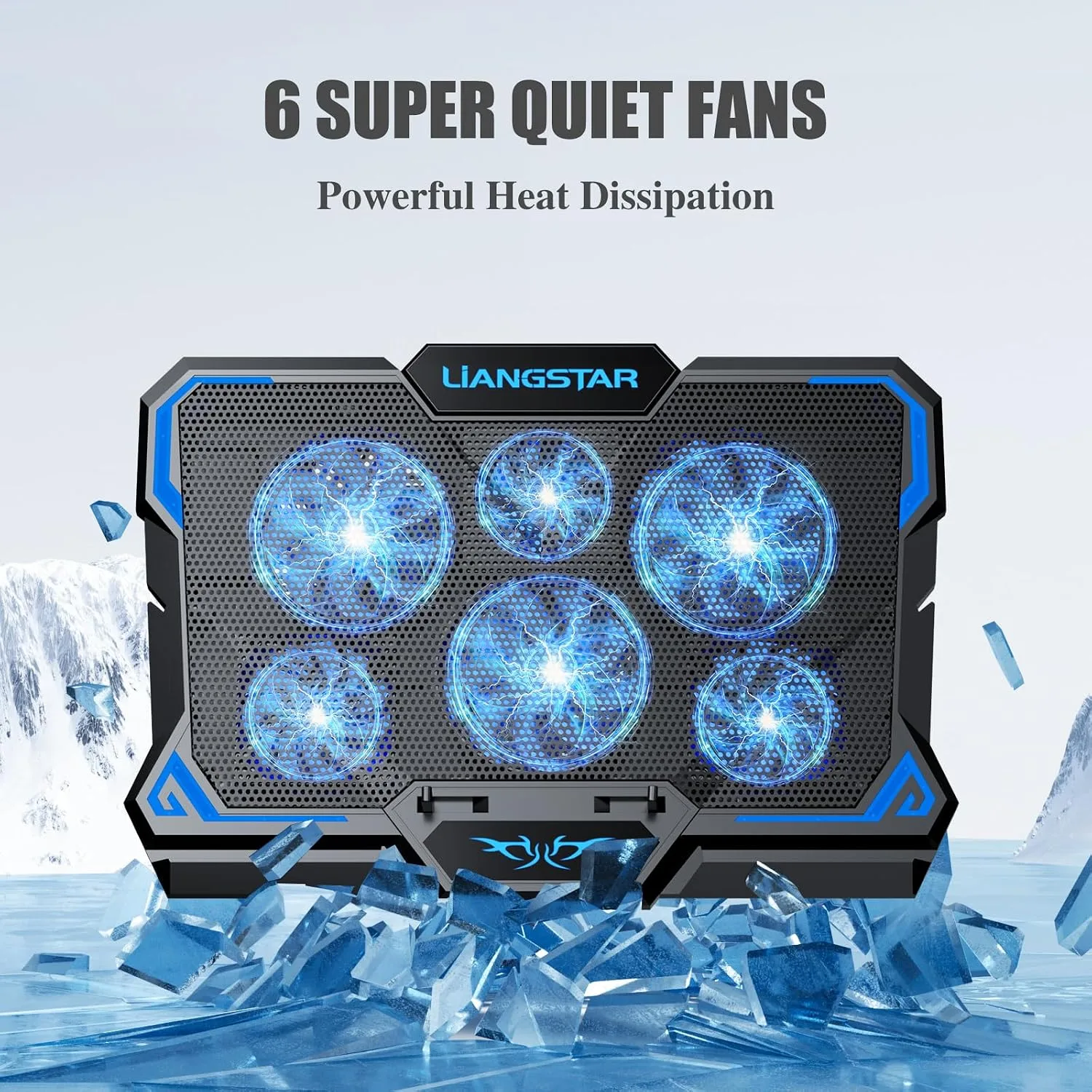 Laptop Cooling Pad, Laptop Cooler with 6 Quiet Led Fans for 15.6-17 Inch Laptop Cooling Fan Stand, Portable Ultra Slim USB Powered Gaming Laptop Cooling Pad, Switch Control Fan Speed Function