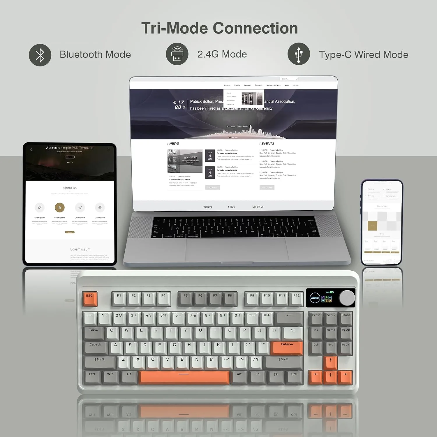 Womier M87 75% Mechanical Keyboard Tri-Mode with TFT Smart Display & Knob