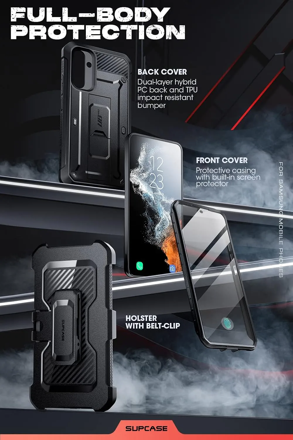 SUPCASE for Samsung Galaxy A54 5G Case with Kickstand, Black
