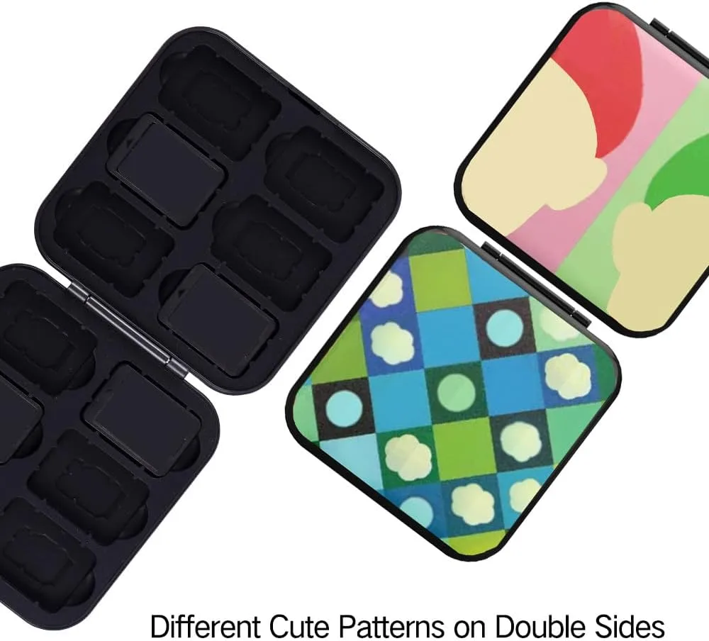 PERFECTSIGHT Cute Switch Game Card Case Compatible with Nintendo Switch Lite/ OLED 12 Slots Game Holder Cartridge Case for Game and SD Cards, Kawaii Portable Compact Game Storage Box, Red & Green
