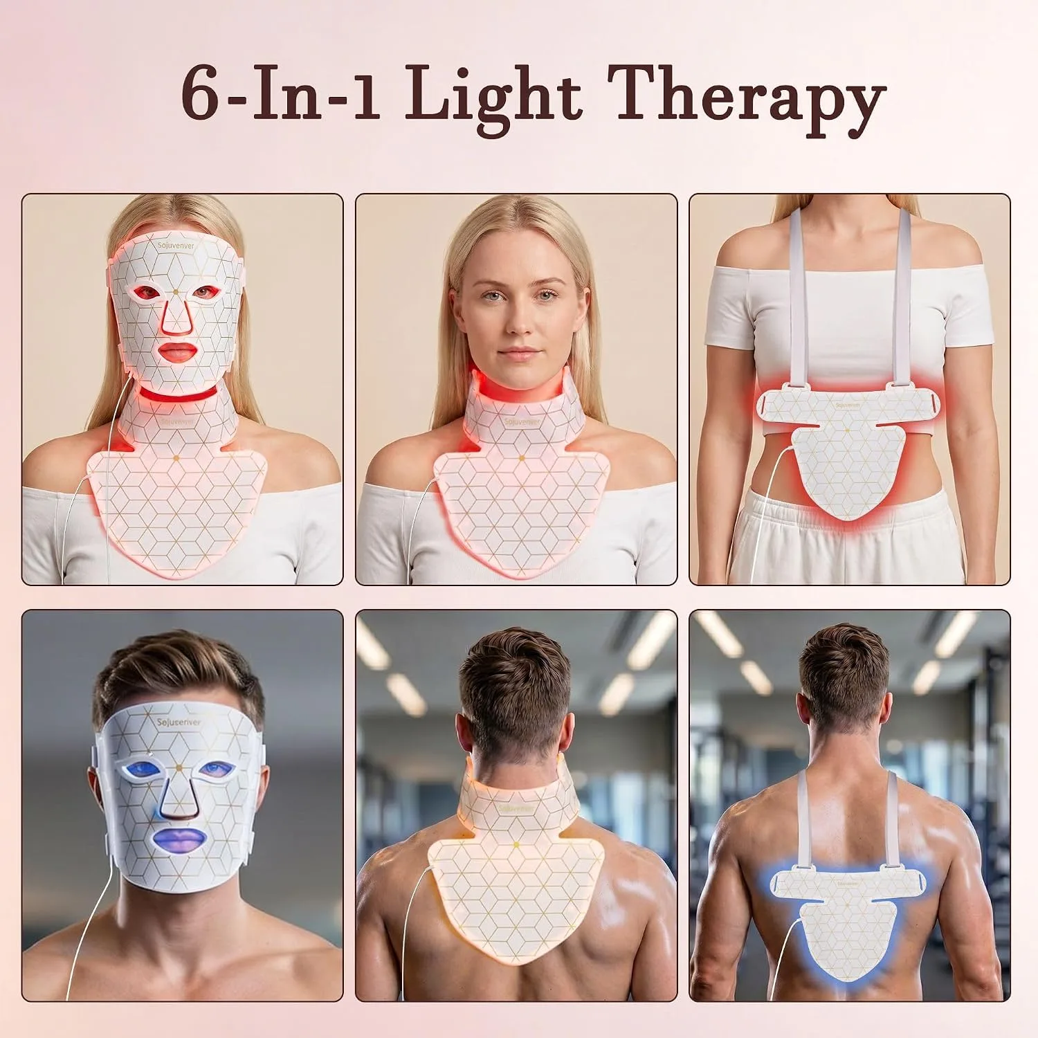 Red Light Therapy Mask for Face, Neck & Body, 8 Colors LED Mask 850nm NIR