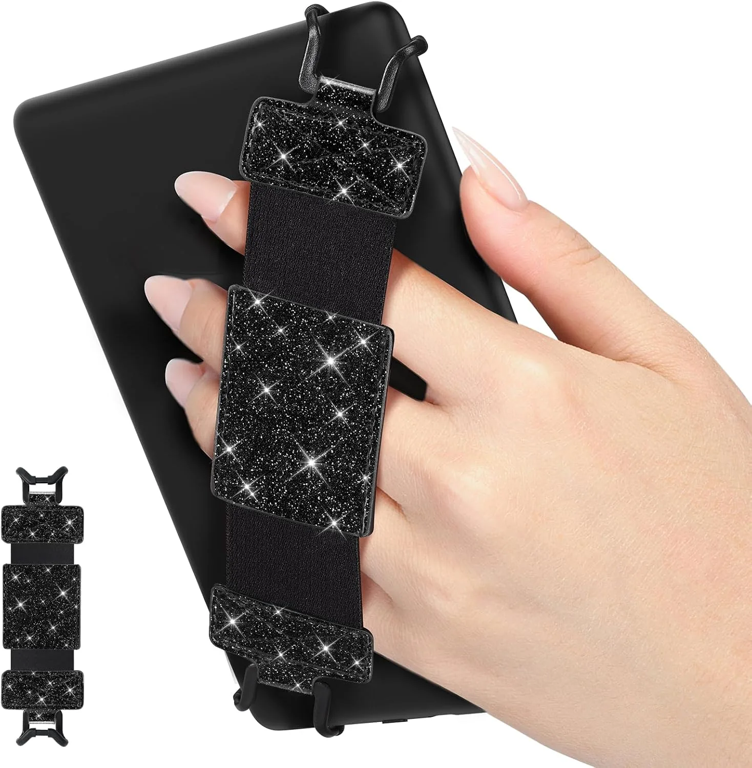 MoKo Soft Hand Strap for 6-8" Kindle eReaders Fire Tablet, Glitter Black