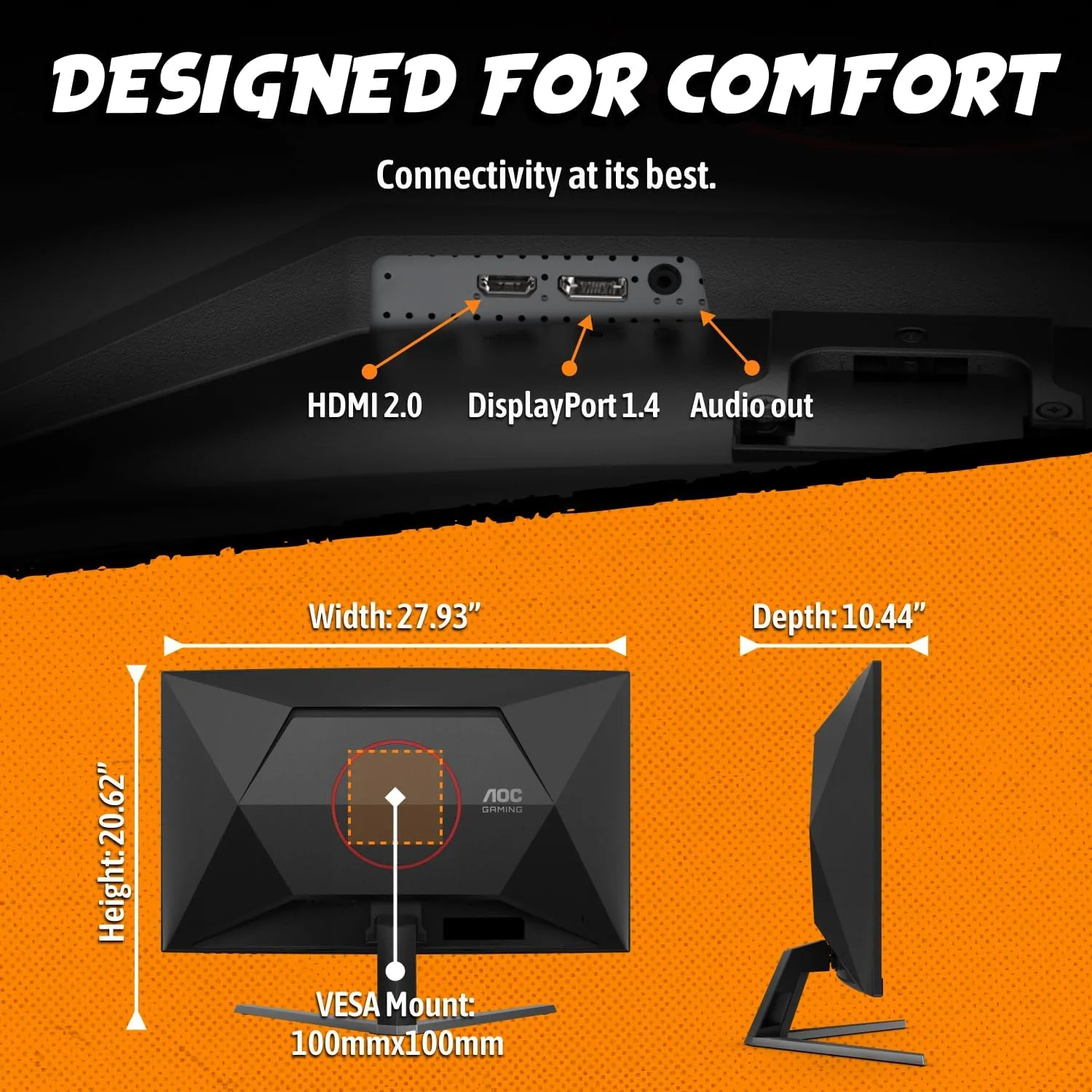 AOC 32 Inch Curved Gaming Monitor FHD 260Hz Overclocked VA 0.3ms, C32G42ZE