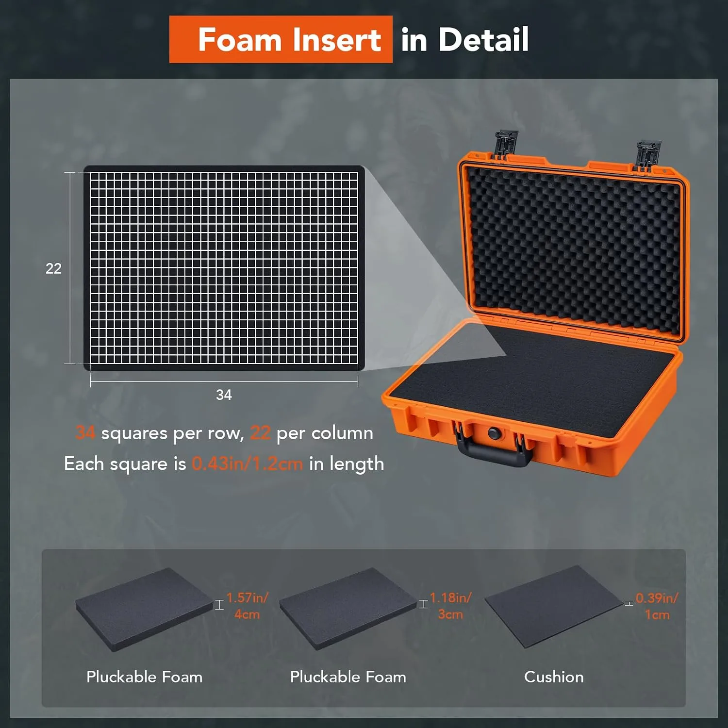 Lykus HC-4410 Waterproof Hard Case with Foam, Inner Size 15.75x10.24x3.94in