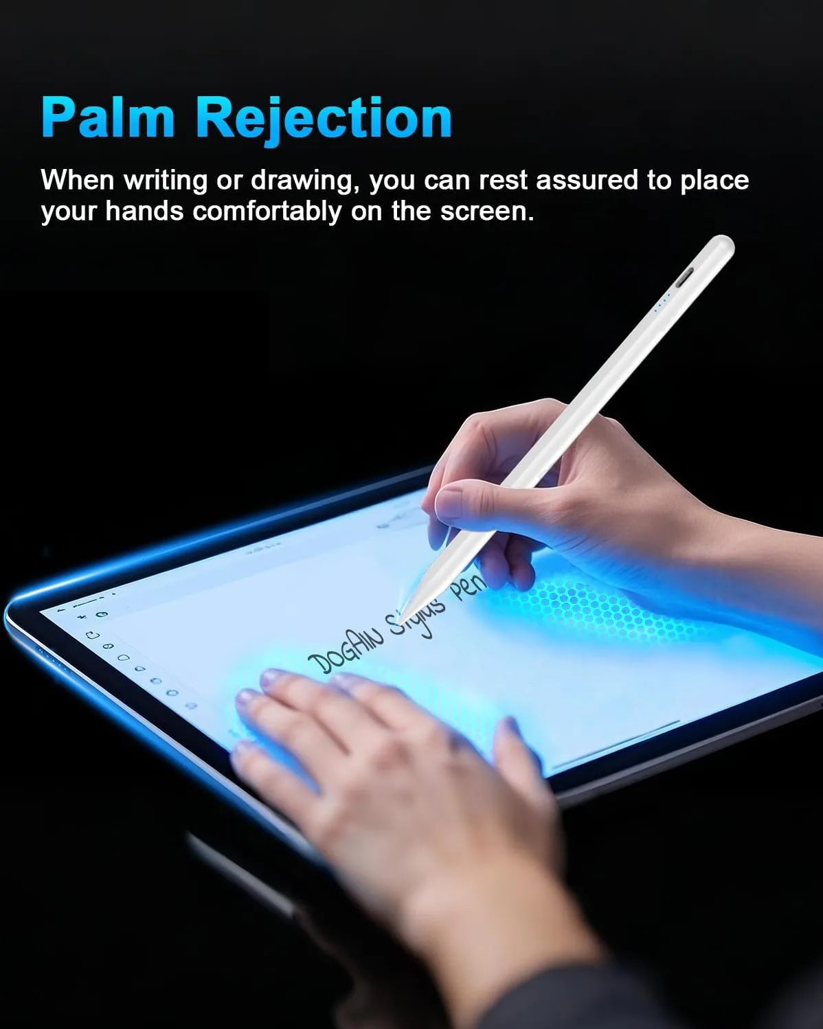DOGAIN A8 Stylus Pen for iPad 2018-2026, Fast Charge, Palm Rejection-White