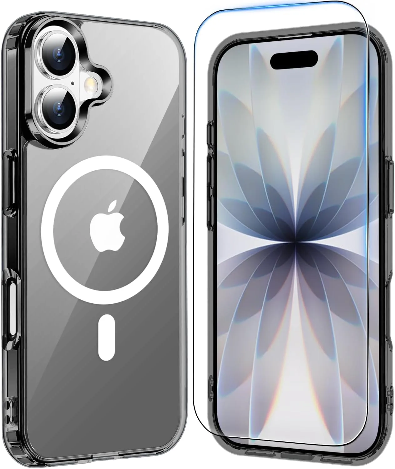 Temdan for iPhone 17 Case with Screen Protector Clear Black