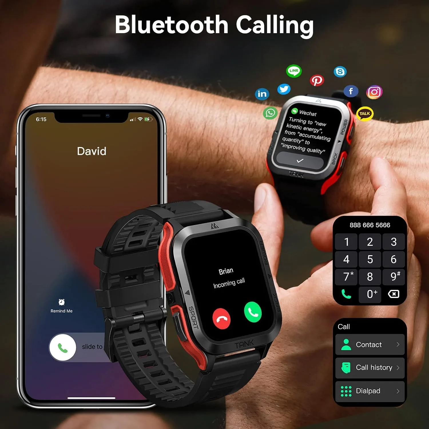 Smart Watch, 5 ATM & IP69K Waterproof, Extra-Long Battery Life
