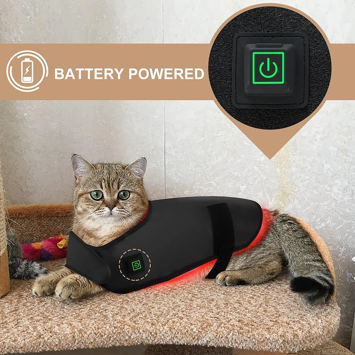 Red Light Therapy for Pets Back, 660nm 850nm Wavelength, Portable Wearable Infrared Light Device, for Dog, Cat Relieving Back Pain S Size