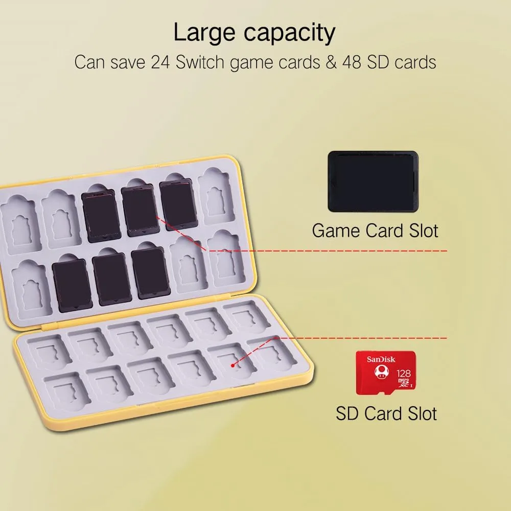 PERFECTSIGHT Switch Game Case Compatible with Nintendo Switch OLED & Switch Lite, 24 Switch Game Holder，Cute Switch Game Card Case Cartridge with 24 Slots Game Card Storage (Moon Big Ear)