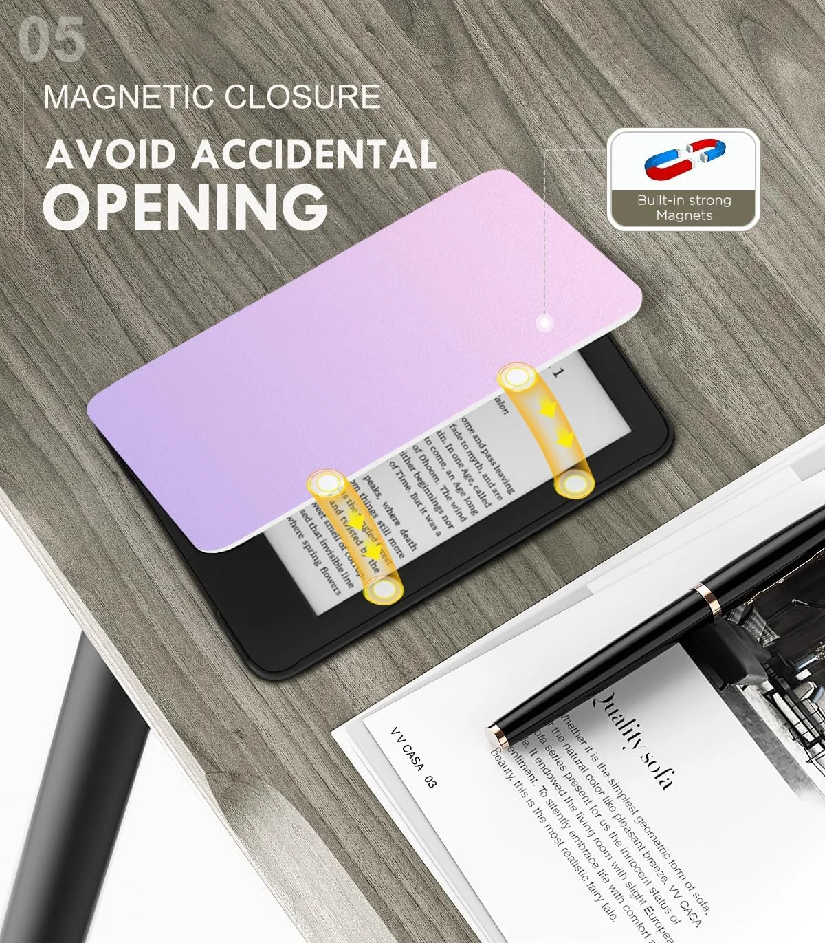 MoKo Case Fits 6" Kindle Basic 11th Generation 2024/2022, Gradient Purple