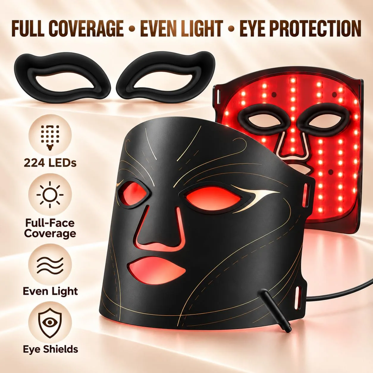 Red Light Therapy Mask for Face, 850nm NIR, Red & Blue LED Light