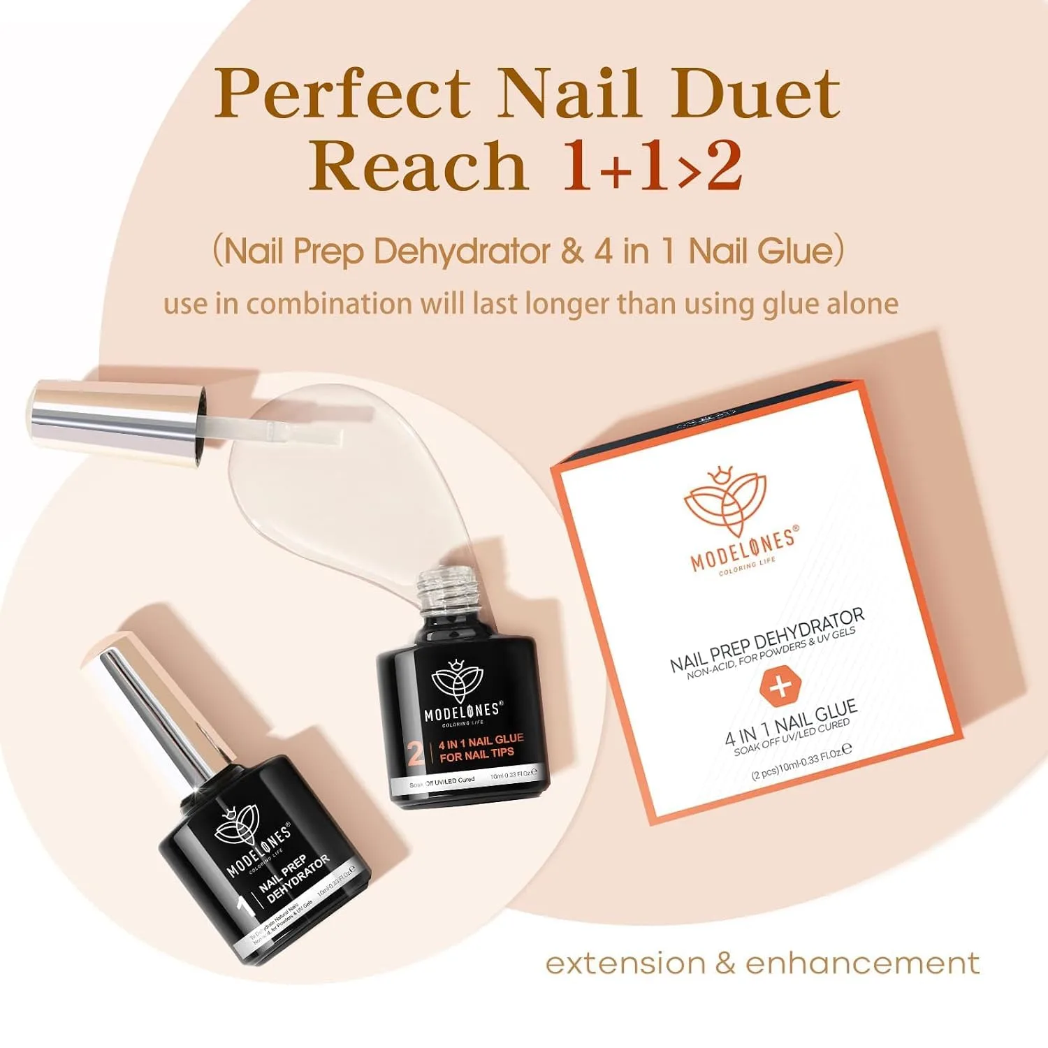modelones 9-in-One X Nail Gel Glue Prep Dehydrator Set for Nail Tips