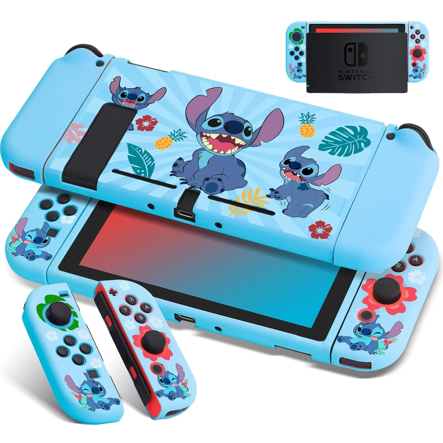 Xcitifun Case Designed for Nintendo Switch for Girls Boys Kids Soft Slim TPU Switch Cases Cute Kawaii Character Cartoon Protective Shell Cover Compatible with Nintendo Switch 2017 - Three Dogs