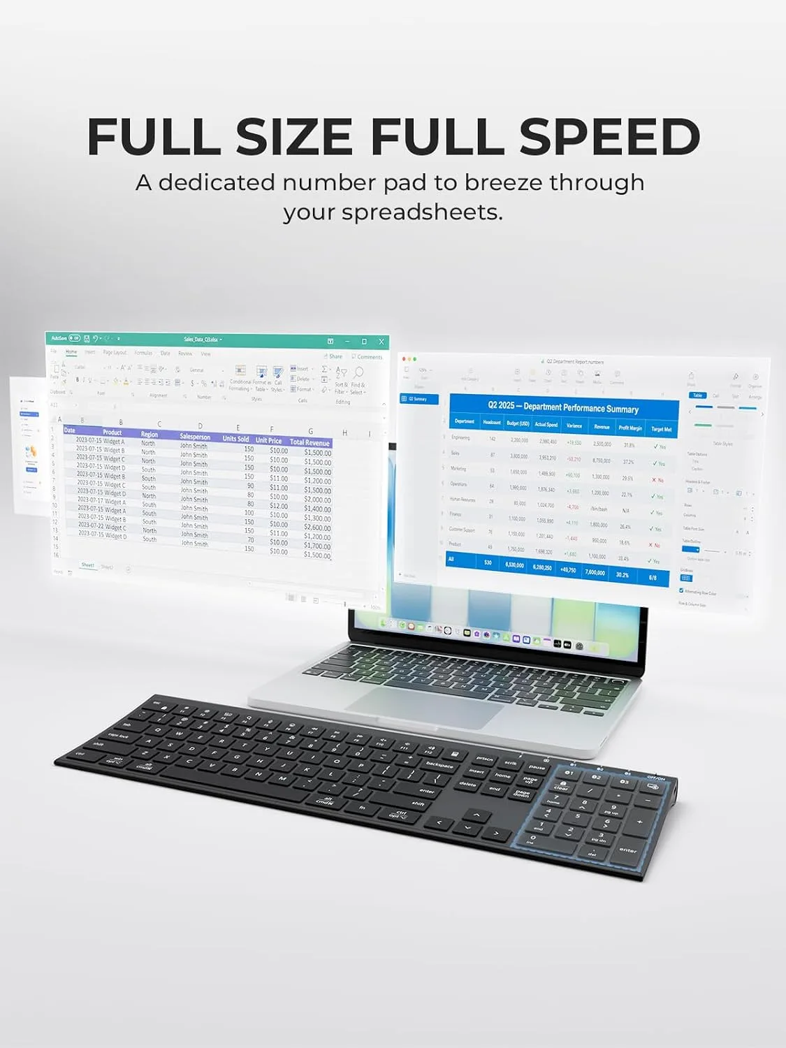 iClever BK10 Max Bluetooth Keyboard for Mac, Slim Full-Size Layout, Black