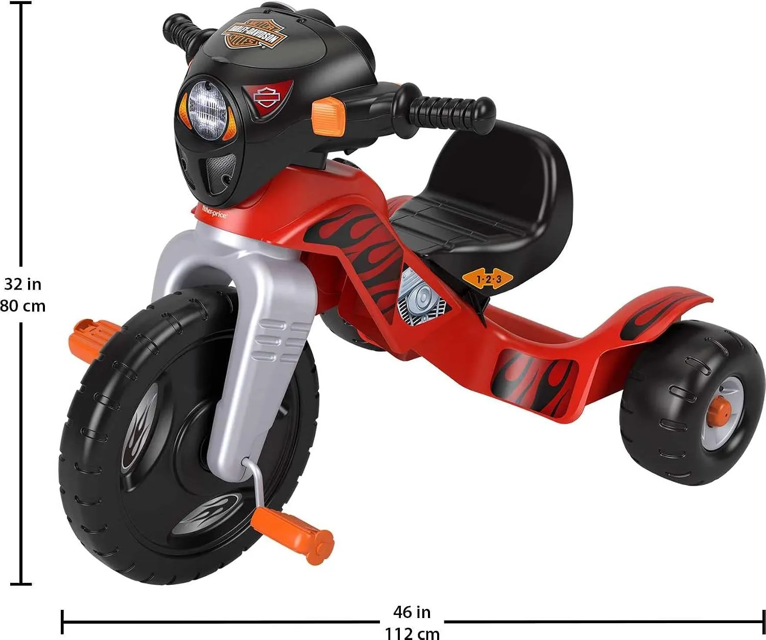 Fisher-Price Harley Davidson Toddler Tricycle Ride-On Preschool Toy, Lights & Sounds Trike with Adjustable Seat (Amazon Exclusive)