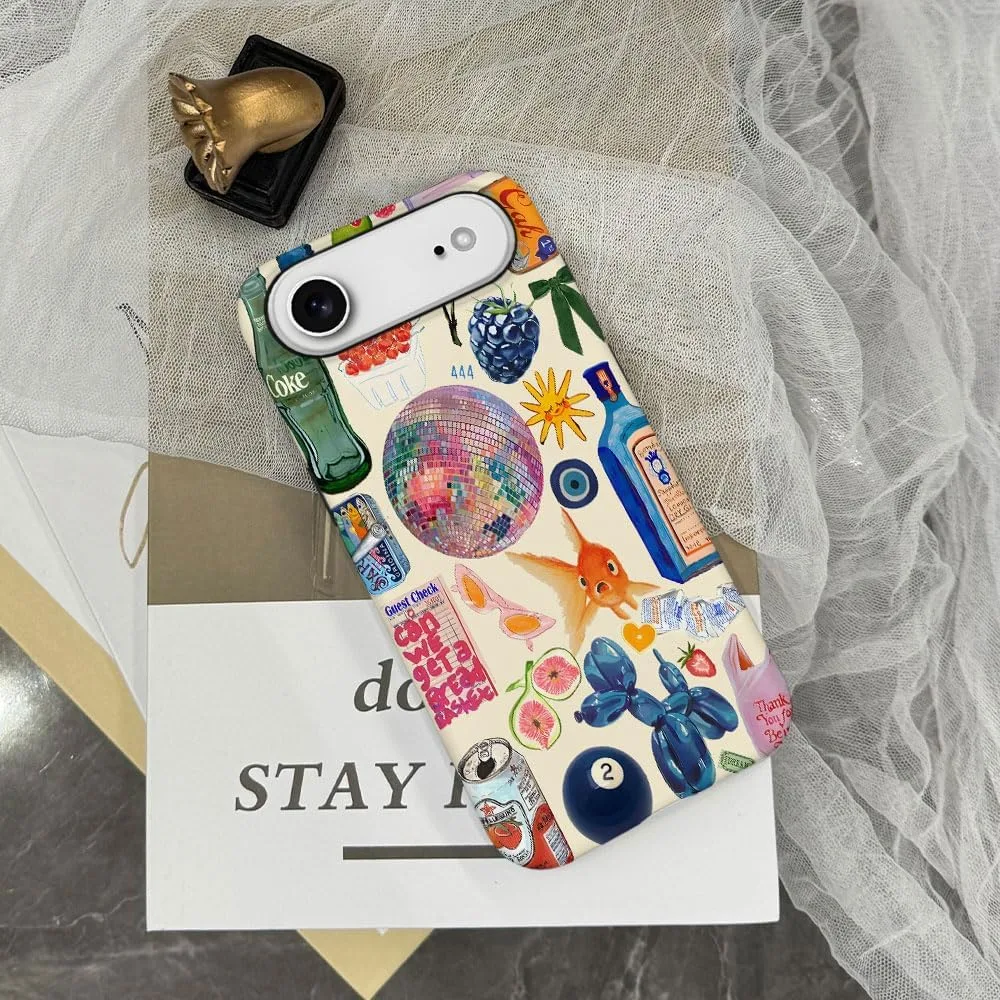 Case Compatible with iPhone 17 Air,Fall Prevention Hybrid 2-Layer Hard Shell Phone Cover for Girls Boys,Collage European Disco