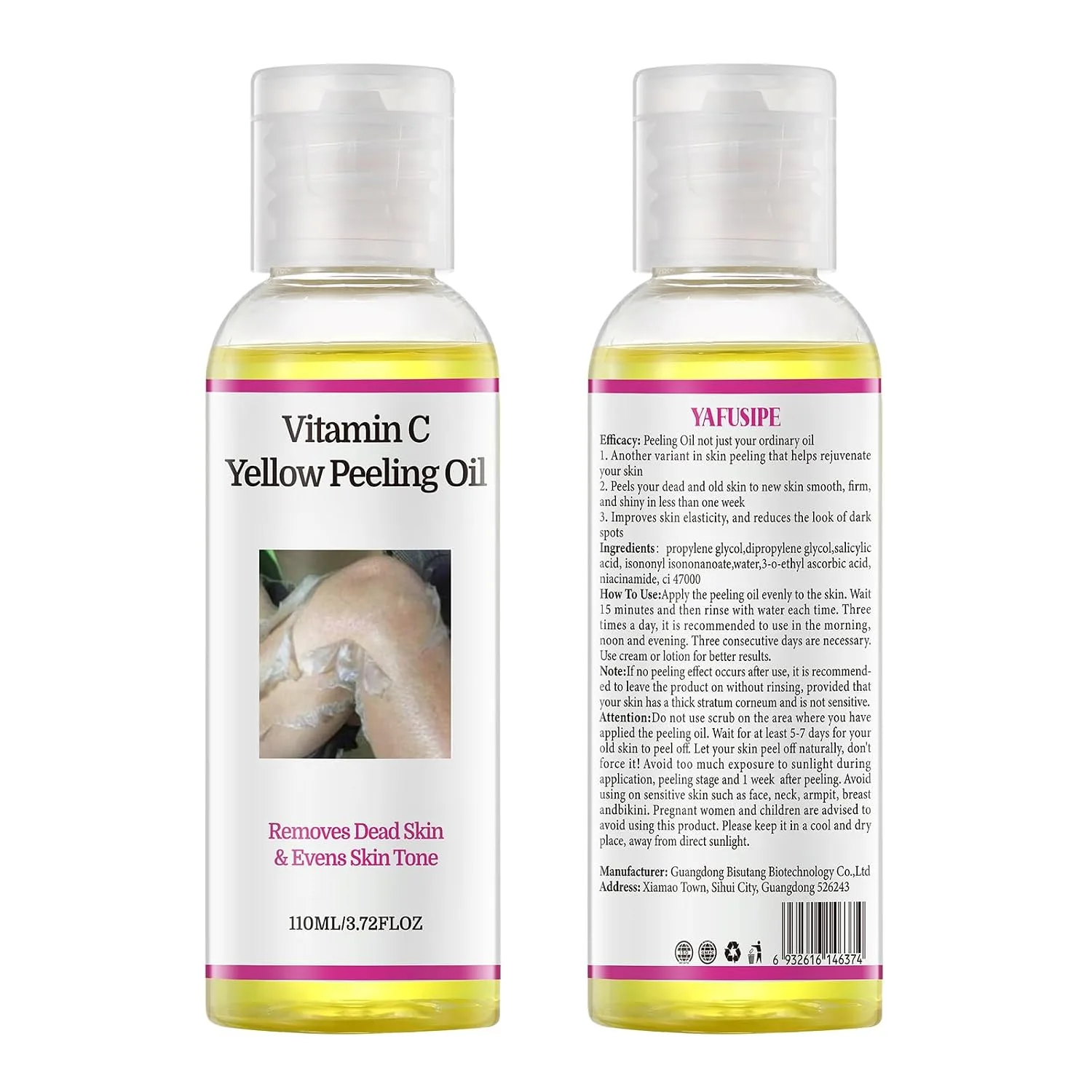 Vitamin C Yellow Peeling Oil Chemical Peel at Home Body Exfoliant 3.72 OZ