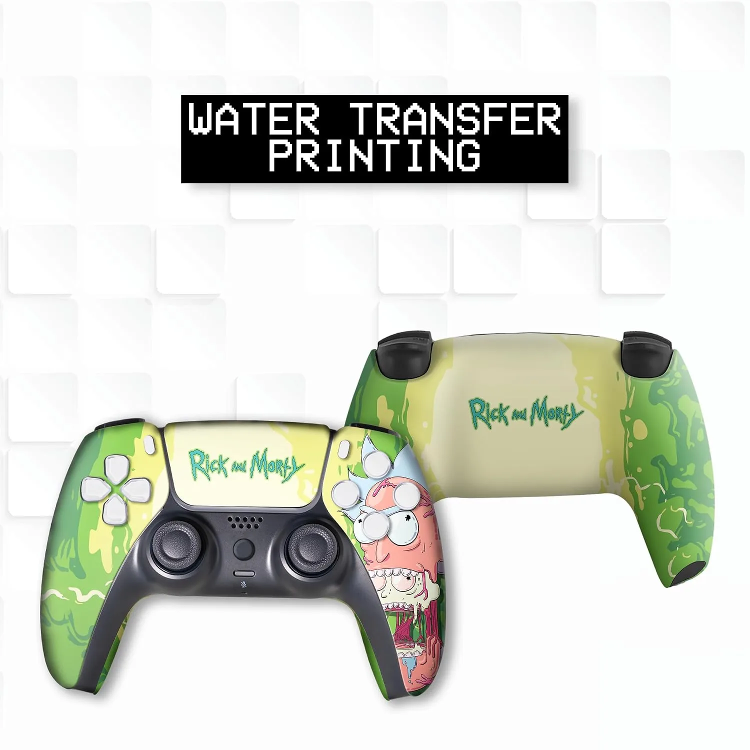 Riccky Mortty Custom PS-5 Controller Wireless compatible with Play-Station 5 Console by BCB Controllers | Proudly Customized in USA with Permanent HYDRO-DIP Printing (NOT JUST A SKIN) (MODDED)