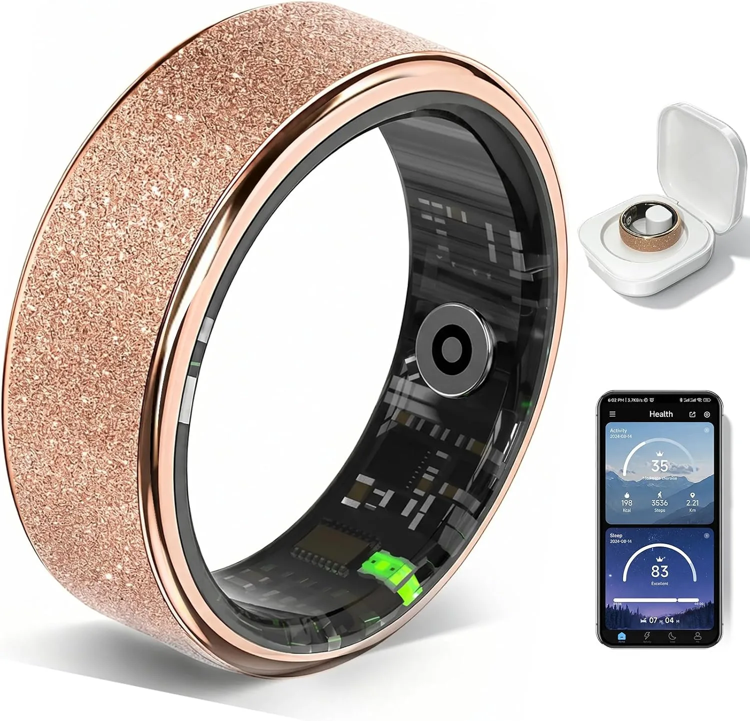 Frosted Glitter Smart Ring, Fitness & Health Tracker for Women Men