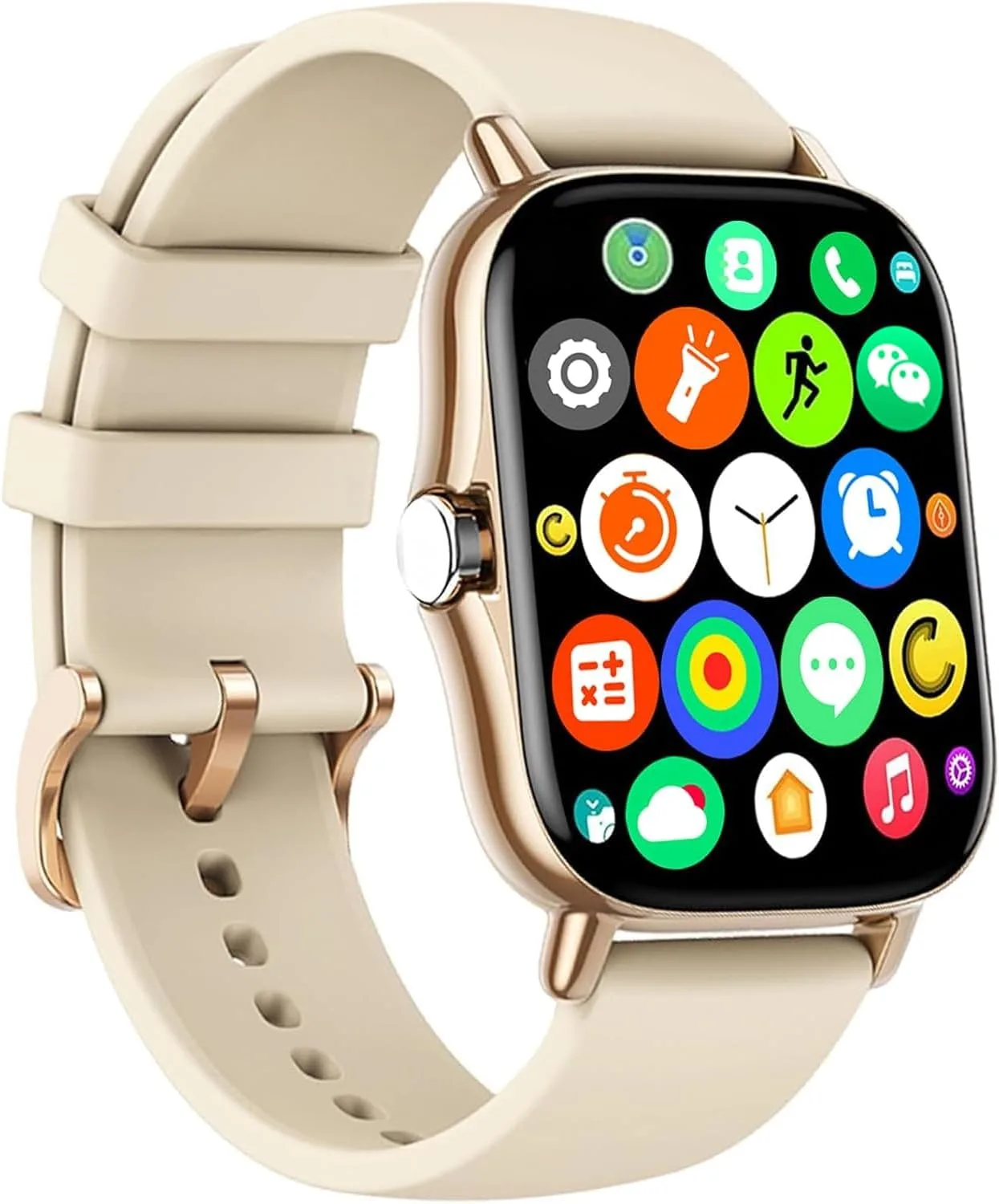 Smart Watch, 1.81" Upgraded Full Touchscreen Smart Watch for Android iPhones with Bluetooth Call, Sleep Tracker, Multiple Sports Fitness Tracker with Smart Watches for Women Men (Gold)