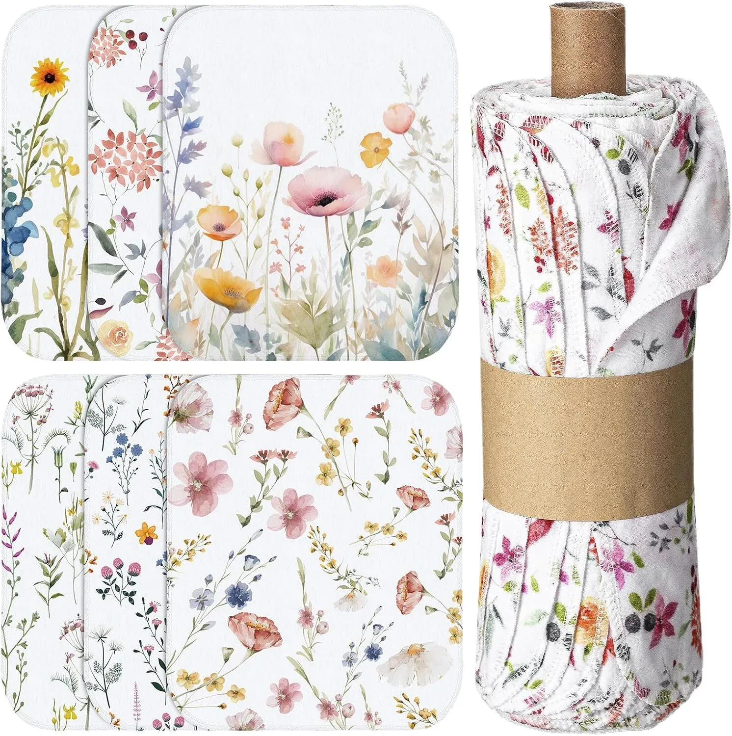 Noveread Reusable Kitchen Cloths Cotton Towel, 36 Pack, Wildflowers