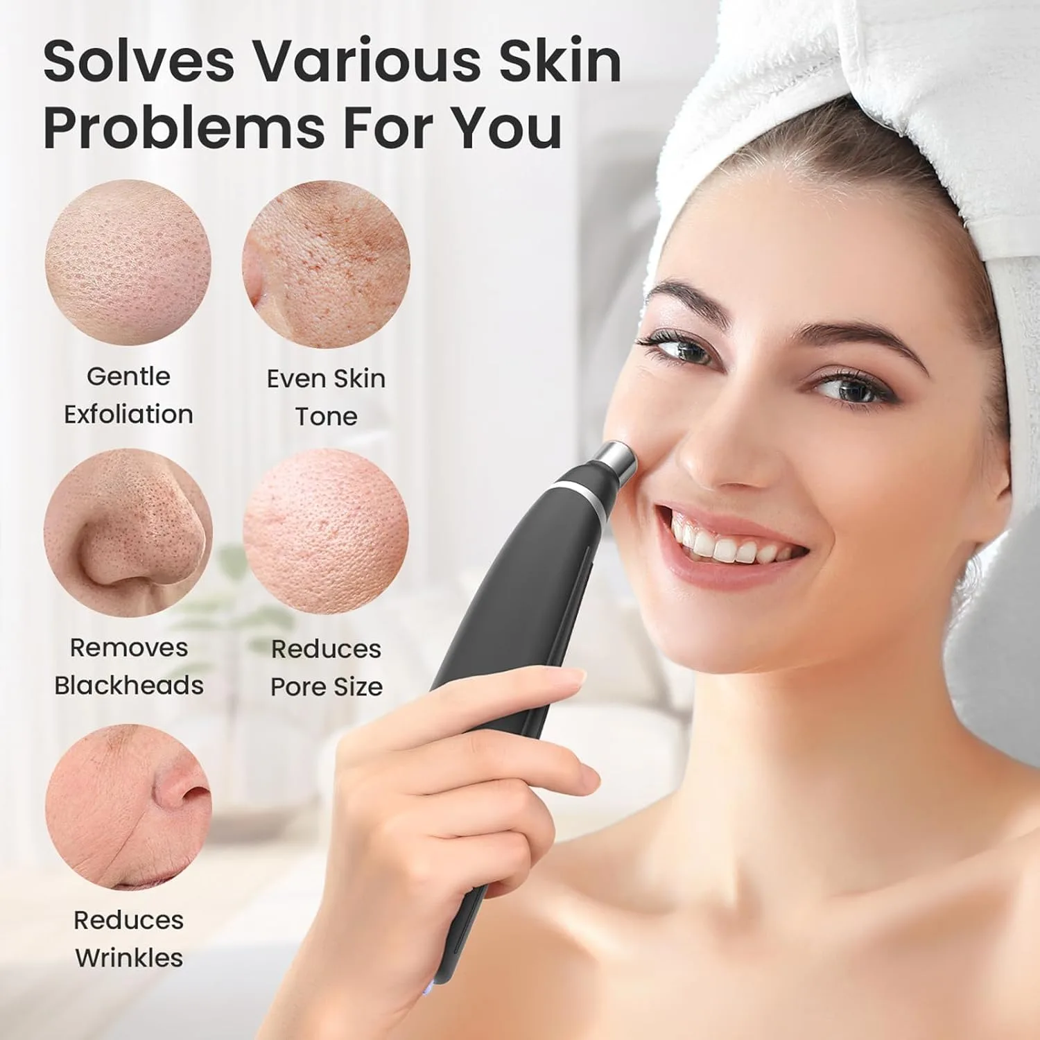 Diamond Microdermabrasion Machine, UNOISETION Rechargeable Micro Dermabrasion Facial Tool with 12 Diamond Tips, Blackhead Remover for Home Travel