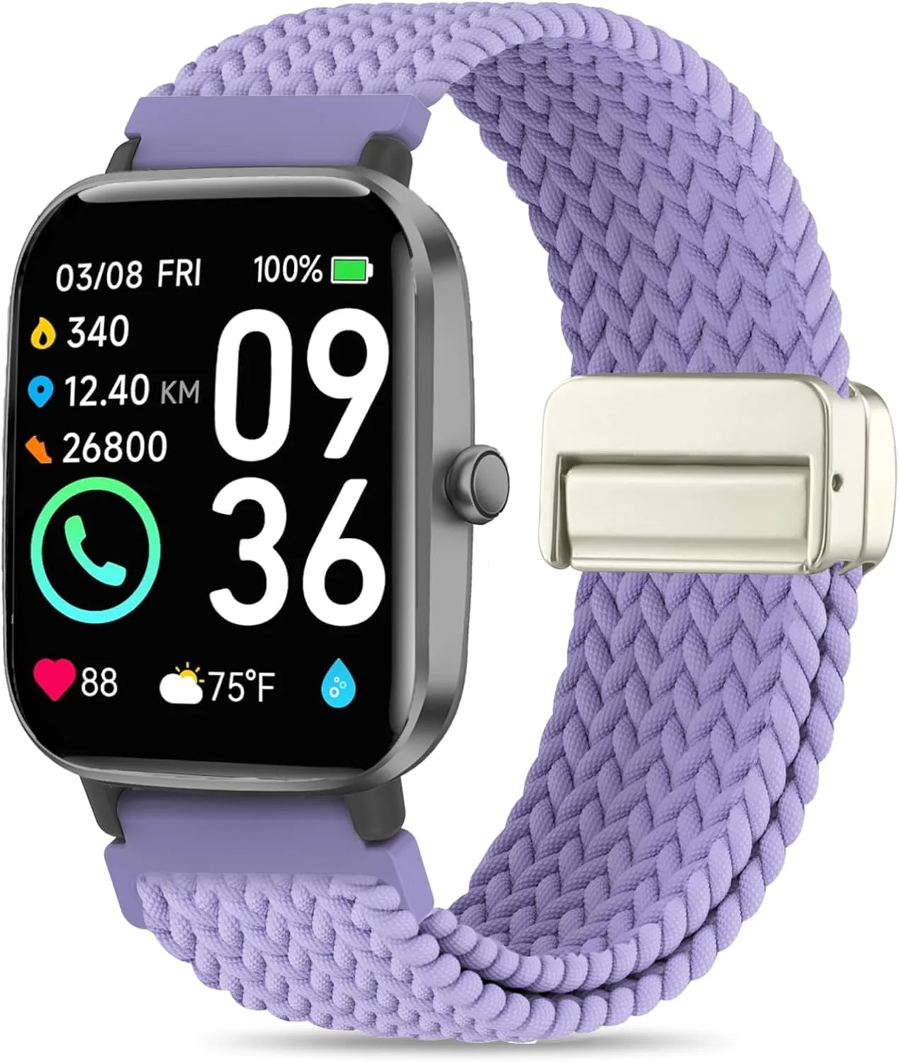 Braided ID208 Plus Elastic Bands Compatible with Fitpolo/Quican/Aeac/Tensky ID208 Plus Smartwatch Bands, 22mm Loop Soft Nylon Straps for Women Men