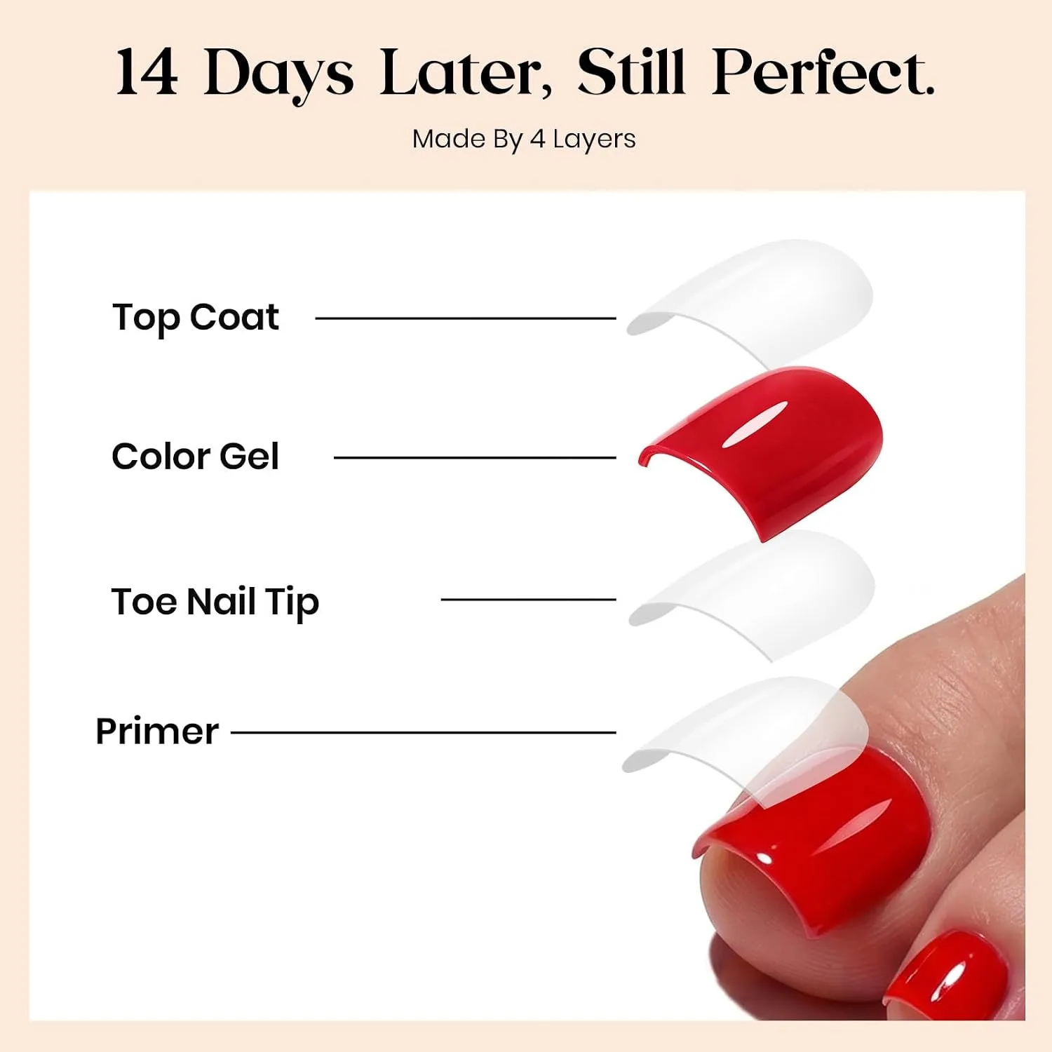 Beetles Red Press On Toenails - Cherry Rouge, Short Square 150 Pcs