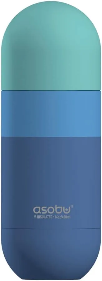 asobu Orb Stainless Steel Double Wall Insulated Travel Water Bottle – Lid Doubles as a Cup 14 Ounce (Pastel Blue)