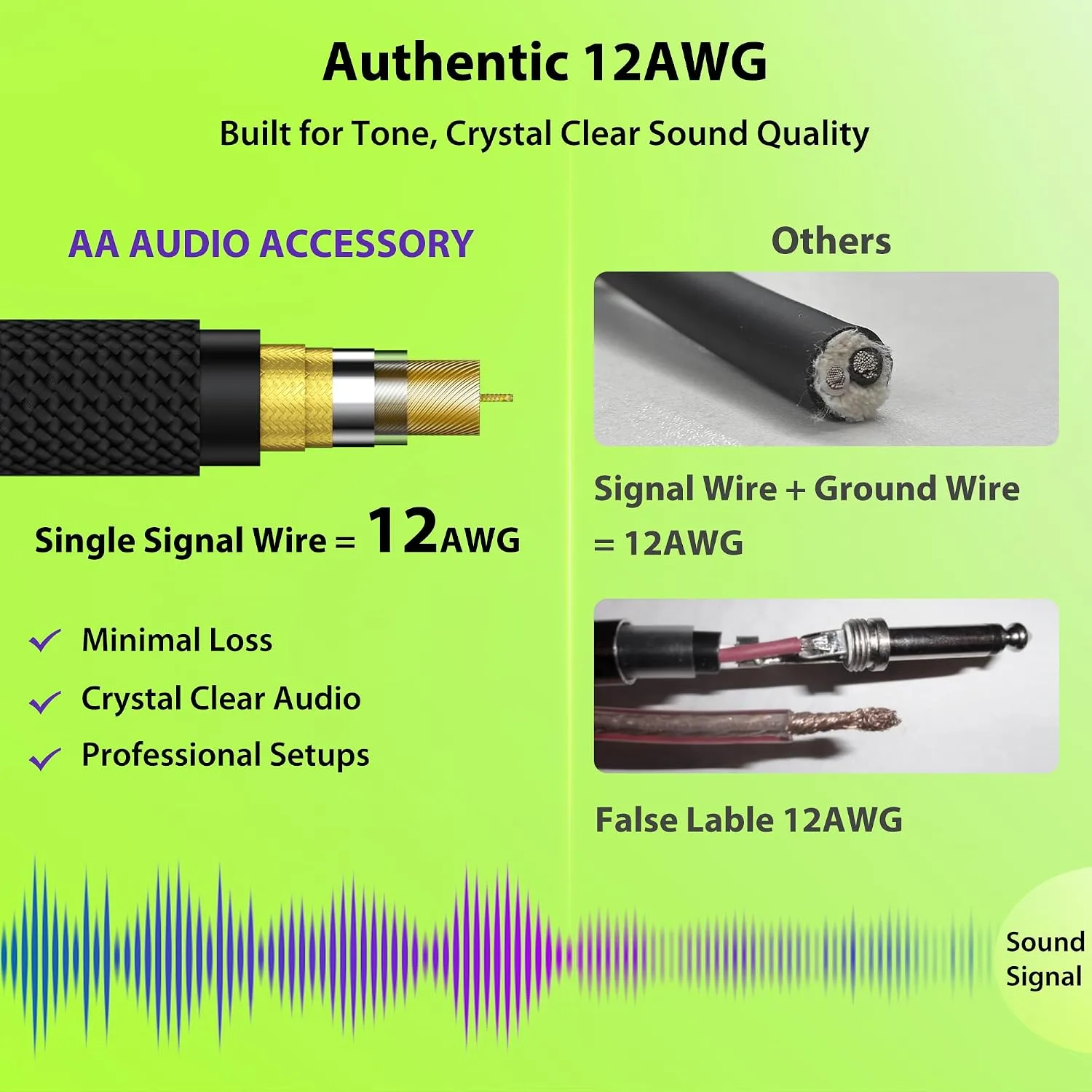AA AUDIO ACCESSORY Speaker Cable 1/4 Inch 3.3ft 12 AWG Kevlar Nylon Braided