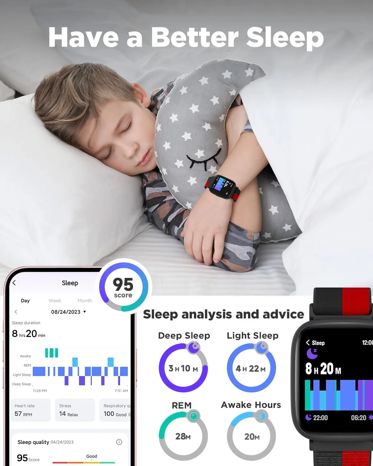 BIGGERFIVE Smart Watch for Kids, 1.8" Fitness Tracker Watch with Pedometer