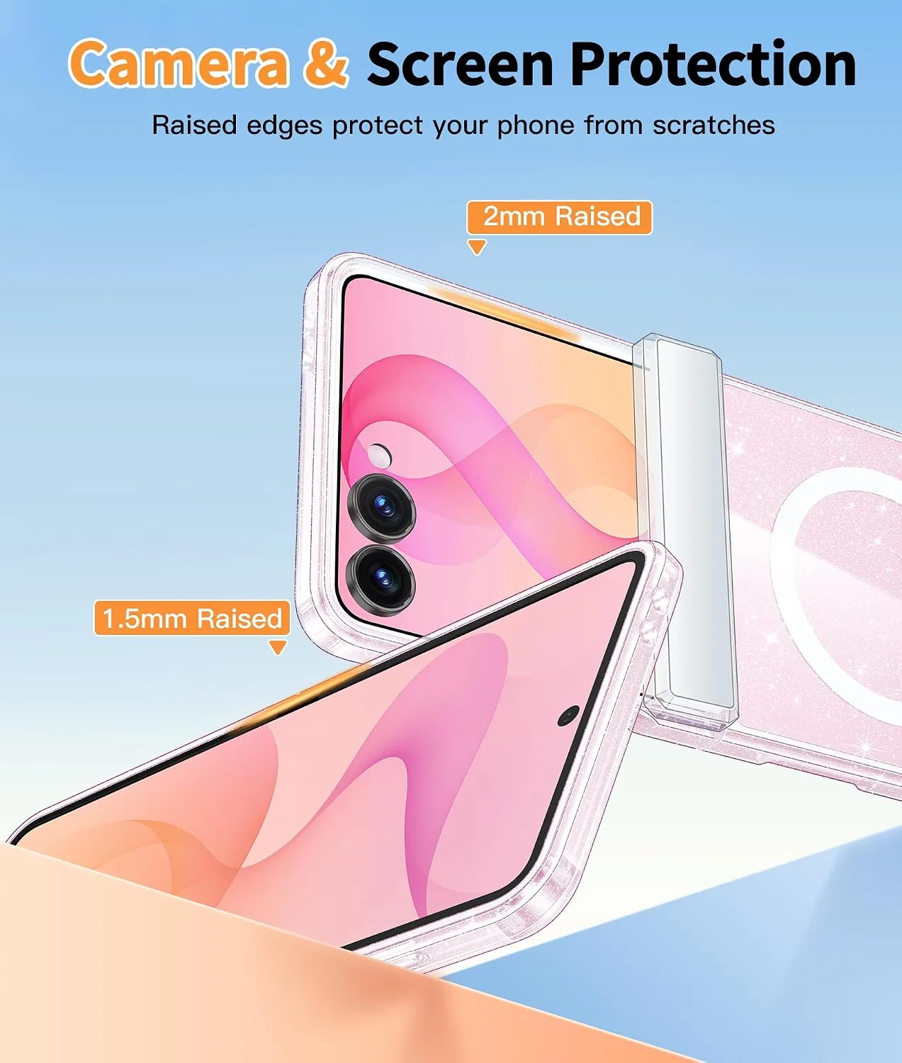 FNTCASE for Samsung-Galaxy Z Flip 8 Glitter Case with Hinge Protection