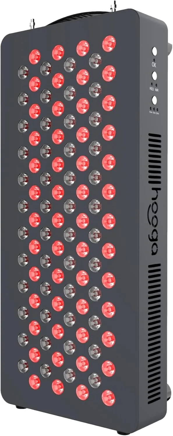 Hooga HG500 Red Light Therapy Panel, 100 LEDs, 660nm Red & 850nm Near-Infrared Light, Built-in Timer, Door Hanging Kit